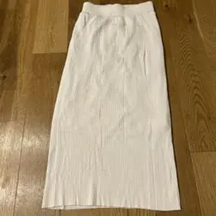 リブ編みホワイトタイトスカート Mサイズ