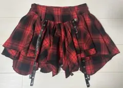 パンク系ミニスカート　赤黒チェック柄