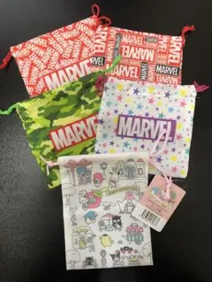 MARVEL マーベル サンリオキャラクターズ きんちゃくセット