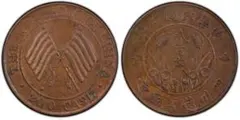 中国古銭 宣統年造 大清銅幣 己酉當制錢十文 中心 吉 PCGS XF45 美品
