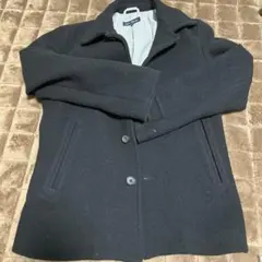 黒いチェスターコート ウール混紡