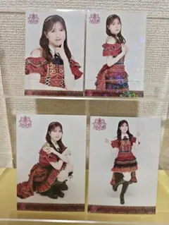 永野芹佳 AKB48 赤チェック衣装 ランダム生写真 4種コンプ ホログラム