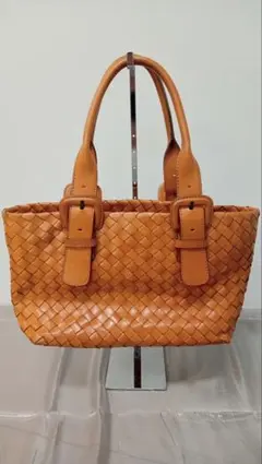 SAZABY　サザビー　トートバッグ　編み込み　ブラウン　レザー