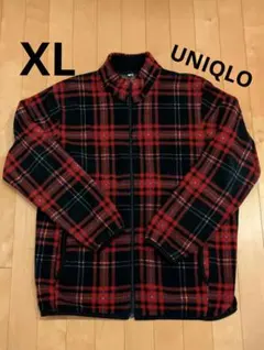 UNIQLOユニクロ フリースジャケット XL チェック柄 赤黒