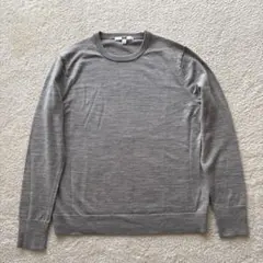 ユニクロ メリノクルーネックセーター L グレークリーニング済
