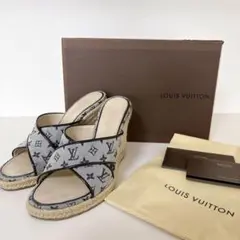 LOUIS VUITTON エスパドリーユサンダル グレー/ネイビー　36