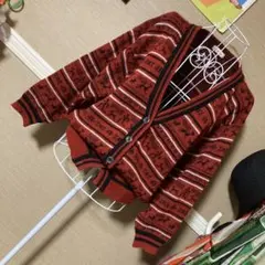 レトロ古着 ワンコ？ ノルディック風 ニットカーディガン ヴィンテージ 古着