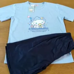 W☆新品☆サンリオ☆シナモロール☆パジャマ☆サイズＬ☆半袖・半パンツ☆サックス