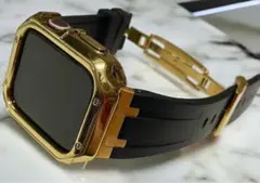 アップルウォッチ46ラバーバンドベルトApple Watchカバーケース金黒1
