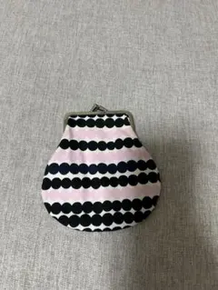 マリメッコ　ストライプ柄　 がま口ポーチ