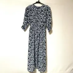 ロペピクニック　５分袖ロングワンピース　サイズ38 ネイビー