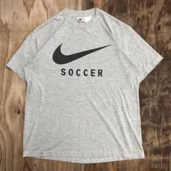 90s NIKE Tシャツ サッカー グレー ロゴ 白タグ VINTAGE