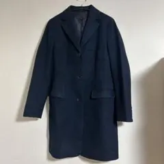 UNIQLO 【S】カシミヤ混 チェスターコート ネイビー ウールカシミヤ