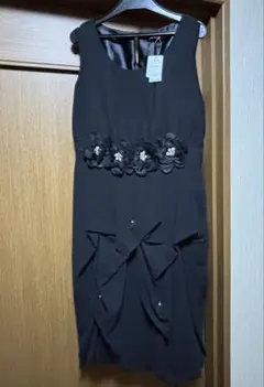 パーティードレス ワンピース 黒 花 結婚式 お呼ばれ