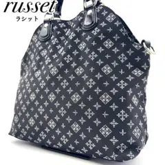 ✨美品✨ラシット トート ハンドバッグ 総柄 モノグラム A4収納可能 ブラック