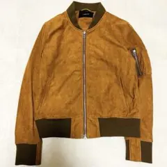 アリュメール スエード調MA-1ブルゾン キャメルブラウン S