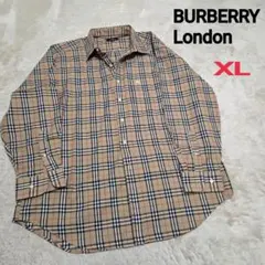 極美品　バーバリーロンドン　ノバチェック　シャツ　長袖　ロゴ　刺繍