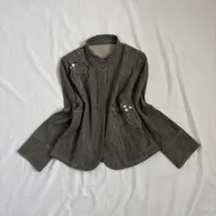 vintage レトロジャケット 花柄刺繍 ビジュー エレガント 上品 キレイめ