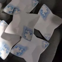 星型小皿 5枚セット 白と青のグラデーション