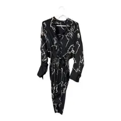 ZARA WOMAN 総柄 シャツワンピース ブラック Mサイズ