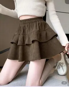 ミニスカート レディース ブラウン フレアスカート プリツースカート