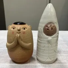 【未使用・箱入り】瀬戸焼 美夜之窯 祈り人形 我慢人形 2体セット 陶器 置物