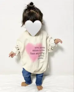 ハートプリント トレーナー クリーム色　S 90 100 digreen