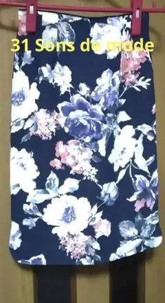 新品同様 31 Sons de mode 花柄 膝丈 スカート