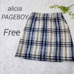 【PAGEBOY】ページボーイ　ツイードチェック柄スカート　ミニ丈　タイト　秋冬