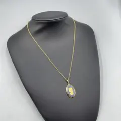 24 WEDGWOOD ゴールド ネイビー オーバルペンダント ネックレス