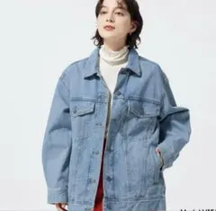 ユニセックス　ライトブルーデニムオーバーサイズジャケット　GU