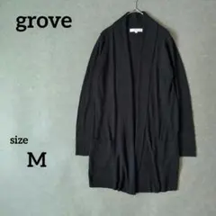グローブgroveブラック ロングカーディガンMサイズ