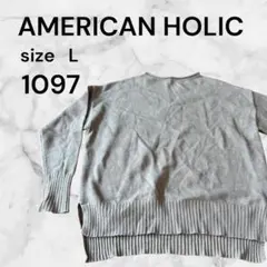 AMERICAN HOLIC ニット Lサイズ グレー 長袖無地柄なし古着のサムネイル