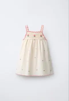 ZARAkids 花柄刺繍　クロシェニットコンビワンピースのサムネイル