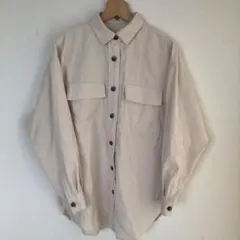 GU レディース　オーバーシャツ　長袖　コーデュロイ