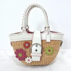 COACH コーチ カゴバック ストロー ハンドバック フラワー 4443 - メルカリ
