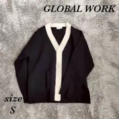 グローバルワーク (S) 長袖 カーディガン Vネック ポケット バイカラー