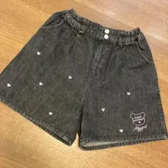 アルジー　ショートパンツ　クマ　ハート　ブラック　デニム　150サイズ　美品