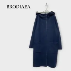 ブローディア BRODIAEA ロングコート フード L 紺 スナップボタン