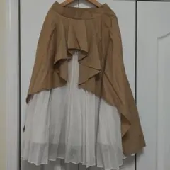 美品！　31 Sons de mode　バックプリーツデザインスカート　ベージュ