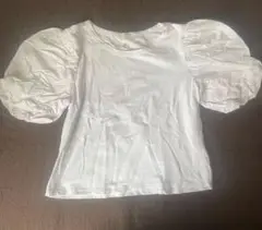 H&M ホワイト パフスリーブ Tシャツ Sサイズ 160センチ
