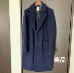 ネイビー チェスターコート サイドポケット付き