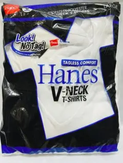 【HANES】 青ラベル ポリエステル混 VネックTシャツ 3Pパック
