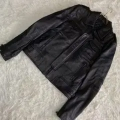 STUD HOMME レザージャケット ブラック 48 襟付き 大人 カッコいい