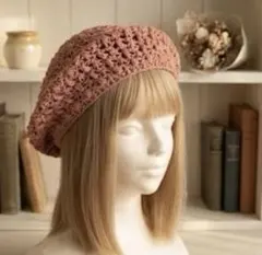 【ハンドメイド】ラメ入りコットン ベレー帽 春夏 通気性◎