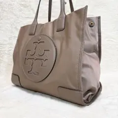 美品✨ トリーバーチ エラ トートバッグ A4可 ナイロン グレージュ