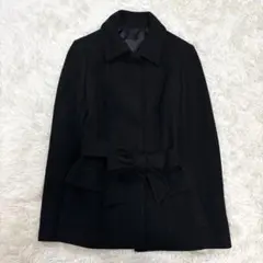 ofuon palette✨ウールジャケットコート✨黒✨ウエストマーク✨比翼上品