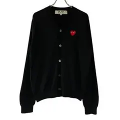 Play Comme des Garcons カーディガン ロゴ ウール 黒 L