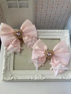 ハンドメイド　ヘアクリップリボン