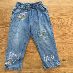 next ネクスト　うさぎ　花　刺繍　デニムパンツ　104㎝　女の子のサムネイル